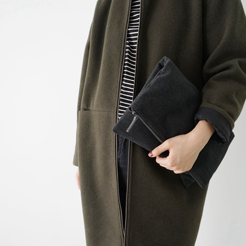 Wool-like Fabric Clutch Handbag