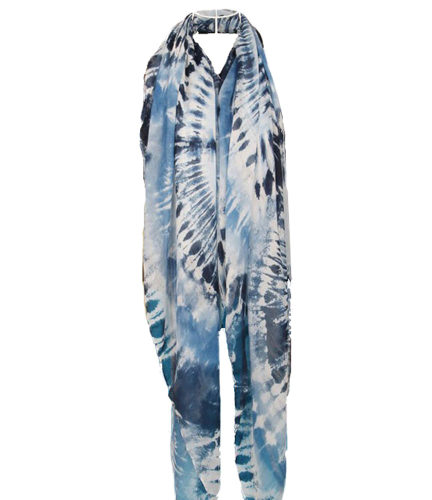 Unisex Chinese Ink Painting Scarf Sheer Cotton Shawl Oversize Wrap Spring Summer Scarves