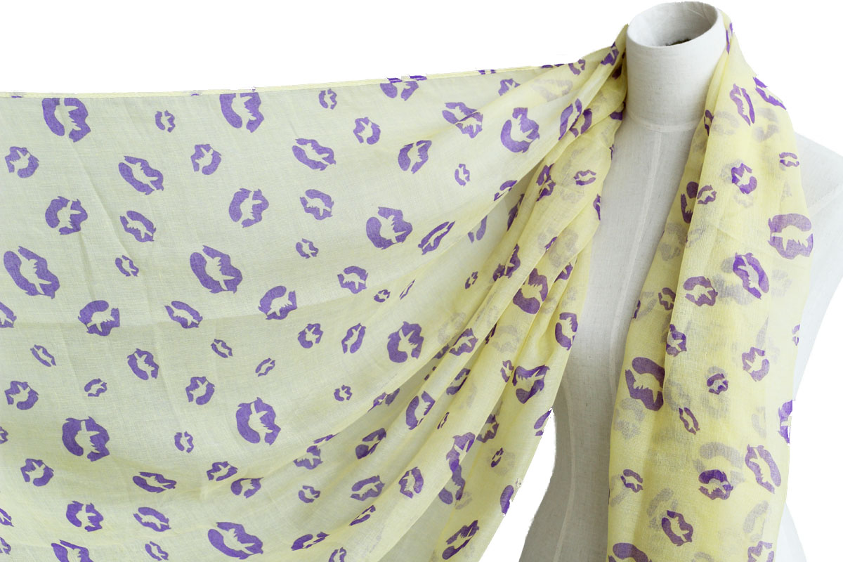 Yellow Lips Scarf Cotton Shawl Oversize Wrap Spring Summer Scarves