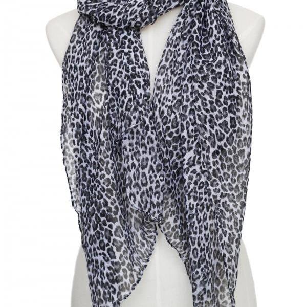72″ Leopard Cheetah Print Scarf – Lace Animal Print Wrap With Solid Ends